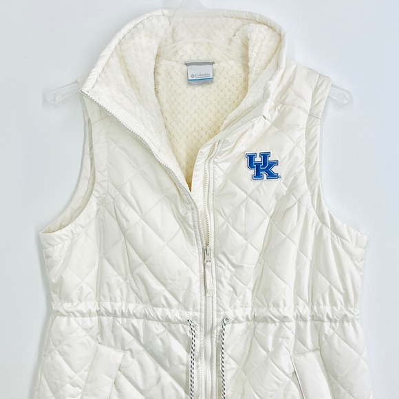 NEW! Columbia Kentucky Wildcats Women's Size L Quilted Vest Full Zip White UK - Picture 1 of 14